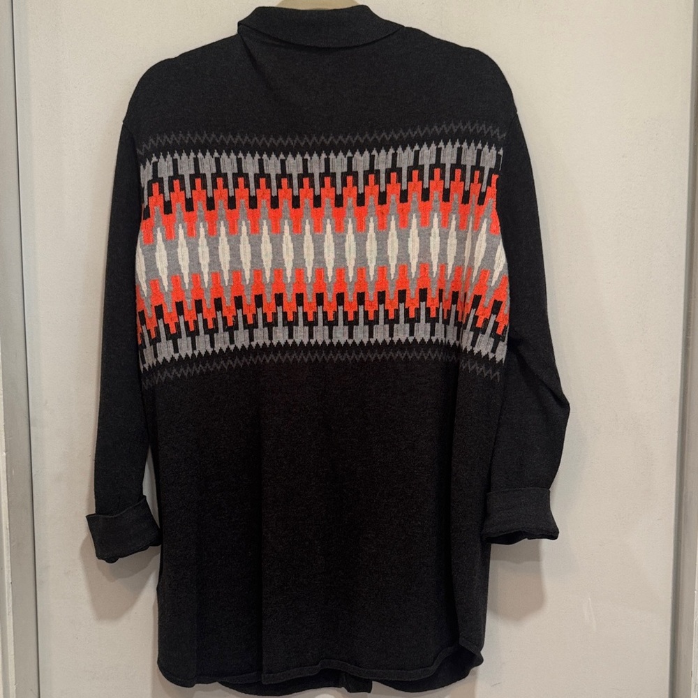 Wispr Medium Button Down Collar Sweater - Gray, O… - image 1